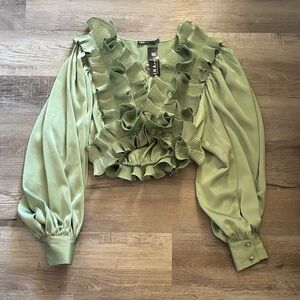 NWT INA Sage Ruffle Blouse